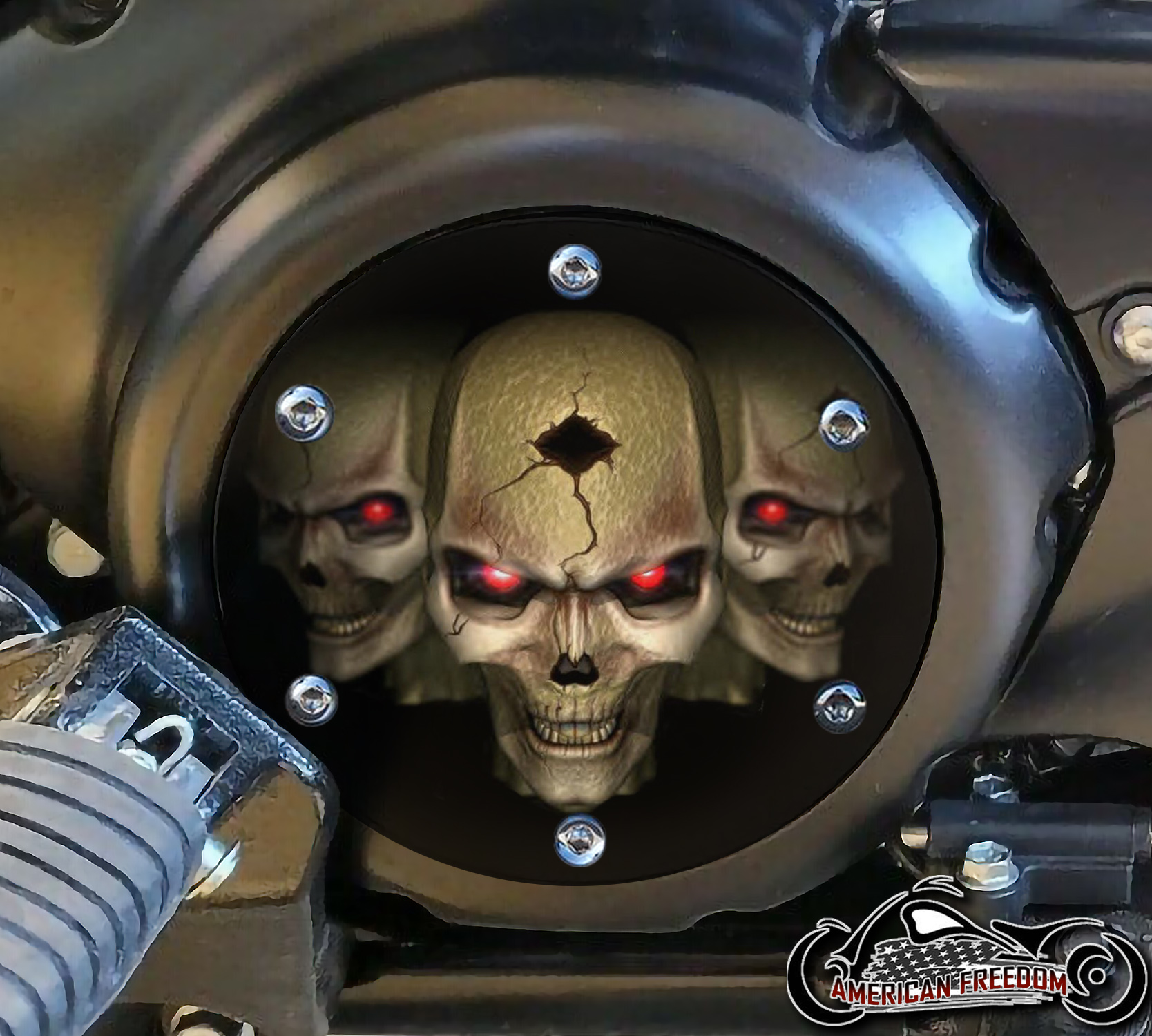 SUZUKI M109R Derby/Engine Cover - 3 Skulls